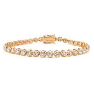 14K Gold  4.11 ct Round Diamond Tennis Bracelet